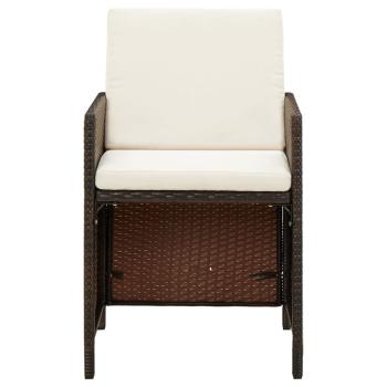 9-tlg. Garten-Essgruppe mit Kissen Poly Rattan Braun