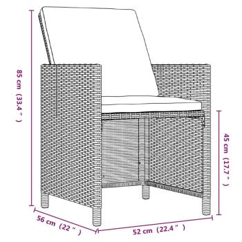 5-tlg. Garten-Essgruppe mit Kissen Poly Rattan Schwarz