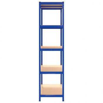Regale mit 5 Böden 3 Stk. Blau Stahl & Holzwerkstoff