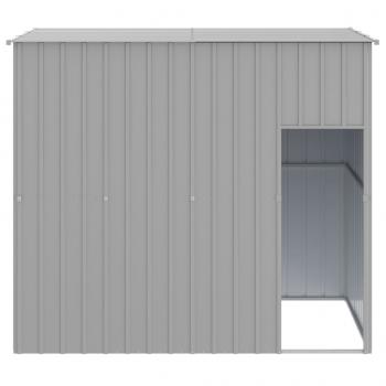 Hundehütte mit Dach Hellgrau 214x153x181 cm Verzinkter Stahl