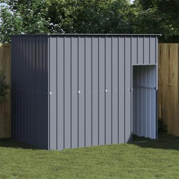 ARDEBO.de - Hundehütte mit Dach Anthrazit 214x153x181 cm Verzinkter Stahl