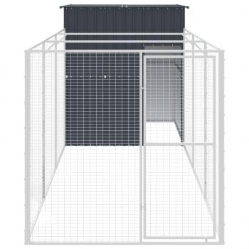 Hundehütte mit Auslauf Anthrazit 165x455x181cm Verzinkter Stahl