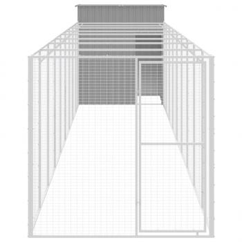 Hundehütte mit Auslauf Hellgrau 165x1067x181cm Verzinkter Stahl