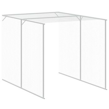 Hühnerkäfig mit Auslauf Hellgrau 165x455x181 cm Stahl Verzinkt