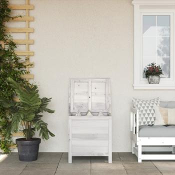 ARDEBO.de - Gartentruhe Weiß 50x49x56,5 cm Massivholz Tanne
