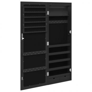 Spiegel-Schmuckschrank mit LED-Beleuchtung Wandmontage Schwarz