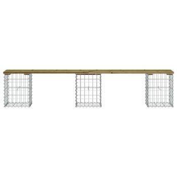 Gartenbank aus Gabionen 203x31x42 cm Kiefernholz Imprägniert