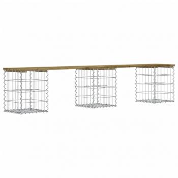 Gartenbank aus Gabionen 203x31x42 cm Kiefernholz Imprägniert