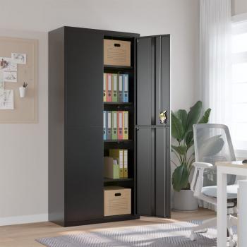 ARDEBO.de - Aktenschrank Schwarz 90x40x200 cm Stahl