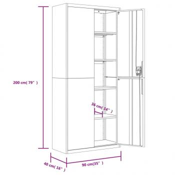 Aktenschrank Schwarz 90x40x200 cm Stahl