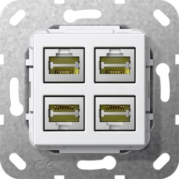 ARDEBO.de Gira Einsatz Modular Jack RJ45 Cat. 6A 10 GB Ethernet 4fach Schneidklemmtechnik, Reinweiß glänzend (569903)