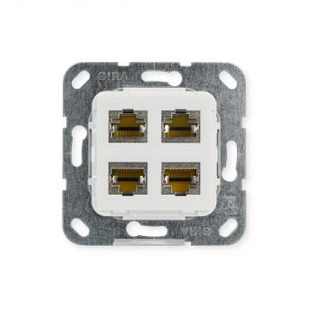 Gira Einsatz Modular Jack RJ45 Cat. 6A 10 GB Ethernet 4fach Schneidklemmtechnik, Reinweiß glänzend (569903)