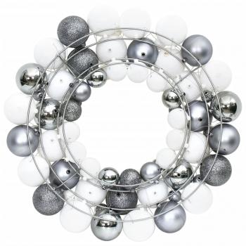 ARDEBO.de - Weihnachtskranz Weiß und Grau 45 cm Polystyrol