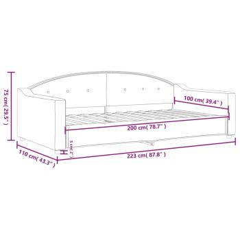 Tagesbett Hellgrau 100x200 cm Stoff