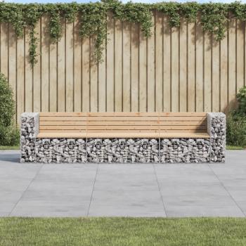 ARDEBO.de - Gartenbank aus Gabionen 287x71x65,5 cm Massivholz Kiefer