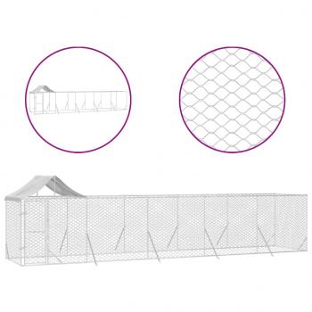 Outdoor-Hundezwinger mit Dach Silbern 10x2x2,5 m Stahl Verzinkt