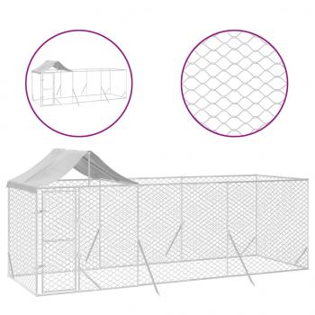 Outdoor-Hundezwinger mit Dach Silber 6x2x2,5 m Verzinkter Stahl