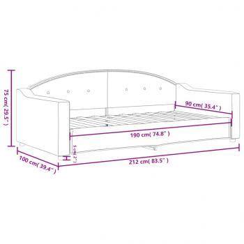 Tagesbett Hellgrau 90x190 cm Stoff