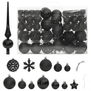 ARDEBO.de - 111-tlg. Weihnachtskugel-Set Schwarz Polystyrol