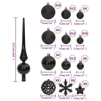 111-tlg. Weihnachtskugel-Set Schwarz Polystyrol
