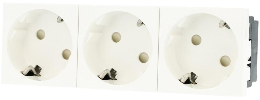 Hager ESR3339010 Steckdose 3-fach 33°-Ausrichtung 16A/250V Rastec 45, reinweiß