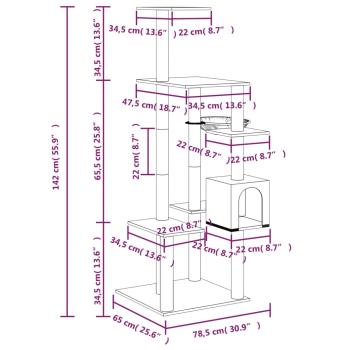 Kratzbaum mit Sisal-Kratzsäulen Dunkelgrau 142 cm