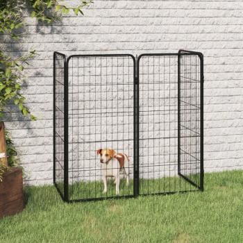 4-tlg. Hundelaufstall Schwarz 50x100cm Stahl Pulverbeschichtung
