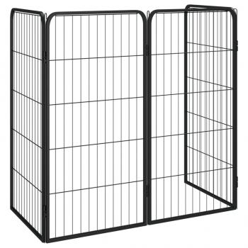 4-tlg. Hundelaufstall Schwarz 50x100cm Stahl Pulverbeschichtung