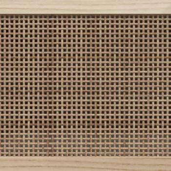 TV-Schrank Weiß 80x30x40 cm Massivholz Kiefer und Natur-Rattan
