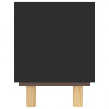 TV-Schrank Schwarz 80x30x40 cm Massivholz Kiefer Natur-Rattan