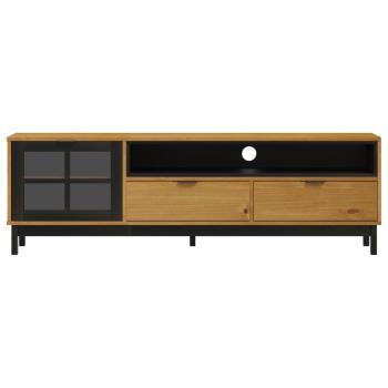 TV-Schrank mit Glastür FLAM 158x40x50 cm Massivholz Kiefer