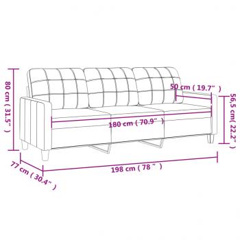 3-Sitzer-Sofa Schwarz 180 cm Kunstleder