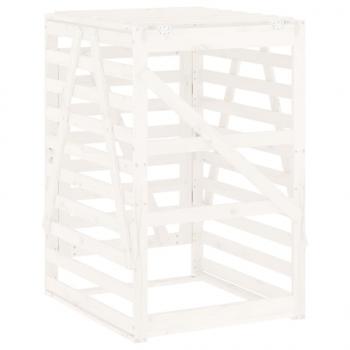 Mülltonnenbox Weiß 84x90x128,5 cm Massivholz Kiefer