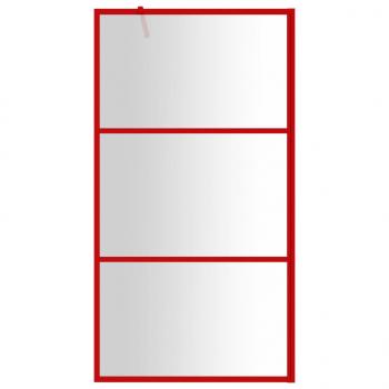 Duschwand für Begehbare Dusche mit ESG Klarglas Rot 100x195 cm