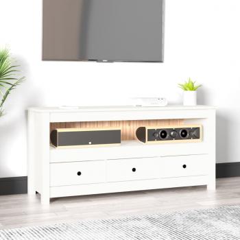 ARDEBO.de - TV-Schrank Weiß 114x35x52 cm Massivholz Kiefer