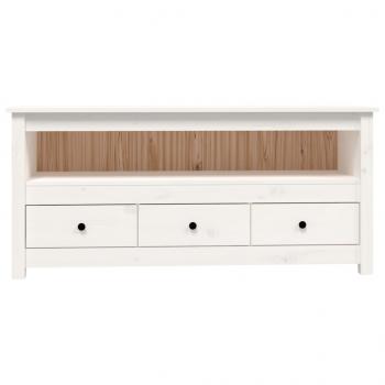 TV-Schrank Weiß 114x35x52 cm Massivholz Kiefer