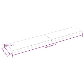 Tischplatte 220x40x(2-6) cm Massivholz Behandelt Baumkante