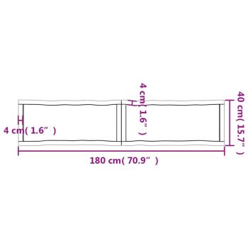 Tischplatte 180x40x(2-6) cm Massivholz Behandelt Baumkante