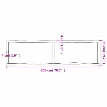 Tischplatte 200x50x(2-4) cm Massivholz Behandelt Baumkante