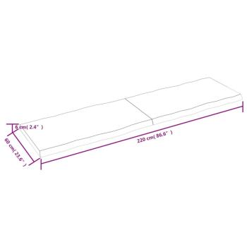 Tischplatte 220x60x(2-6) cm Massivholz Behandelt Baumkante