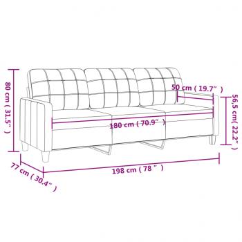 3-Sitzer-Sofa Creme 180 cm Kunstleder