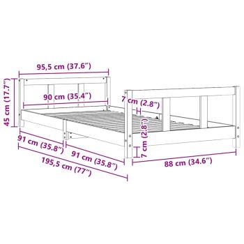 Kinderbett Weiß 90x190 cm Massivholz Kiefer