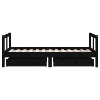 Kinderbett mit Schubladen Schwarz 80x160 cm Massivholz Kiefer