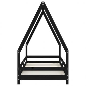 Kinderbett Schwarz 80x200 cm Massivholz Kiefer