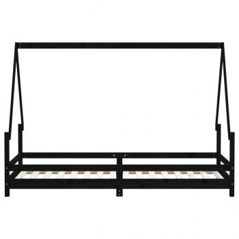 Kinderbett Schwarz 80x200 cm Massivholz Kiefer