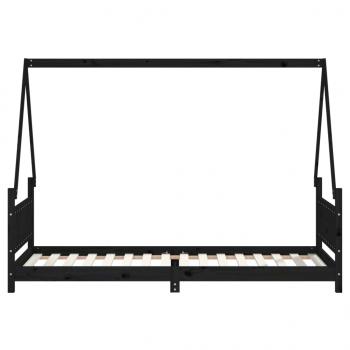 Kinderbett Schwarz 80x200 cm Massivholz Kiefer