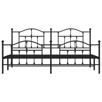Bettgestell mit Kopf- und Fußteil Metall Schwarz 193x203 cm