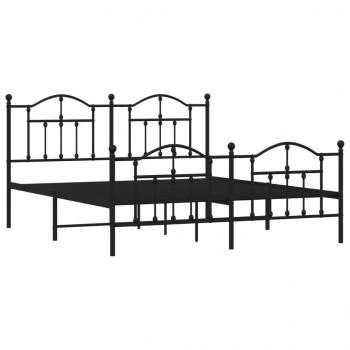 Bettgestell mit Kopf- und Fußteil Metall Schwarz 183x213 cm