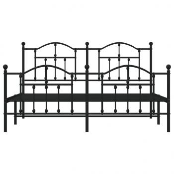 Bettgestell mit Kopf- und Fußteil Metall Schwarz 183x213 cm