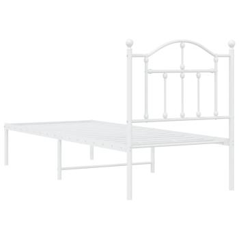 Bettgestell mit Kopfteil Metall Weiß 75x190 cm